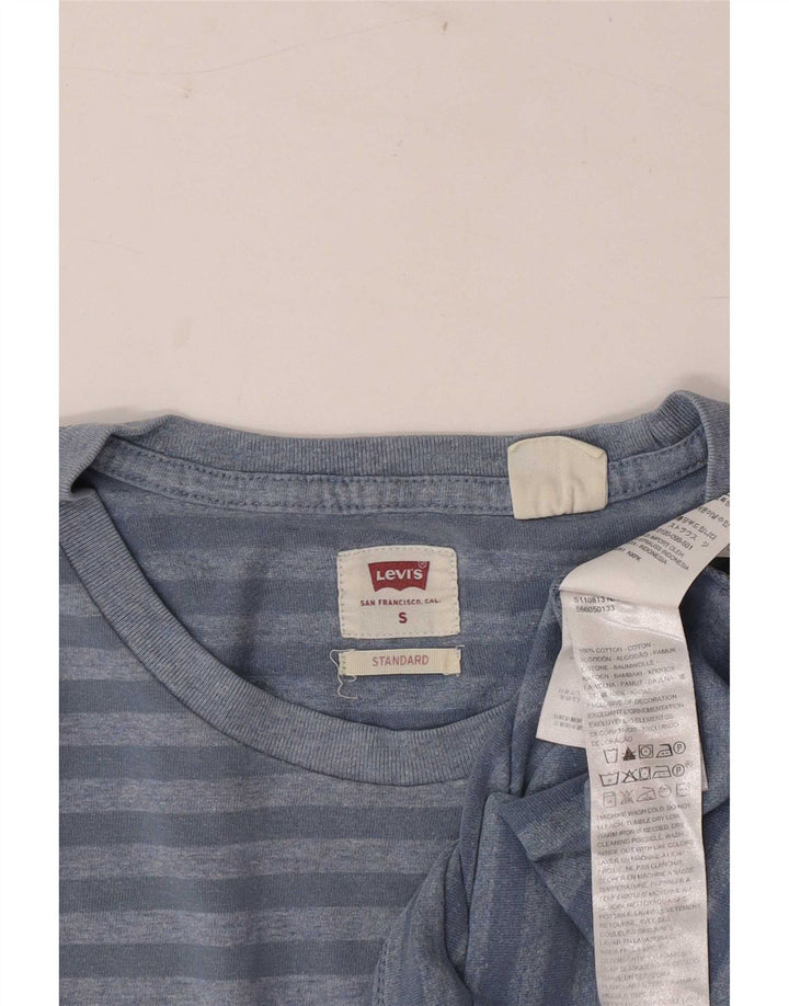 Levi's Herren-Standard-T-Shirt-Oberteil, kleine blaue Nadelstreifen-Baumwolle