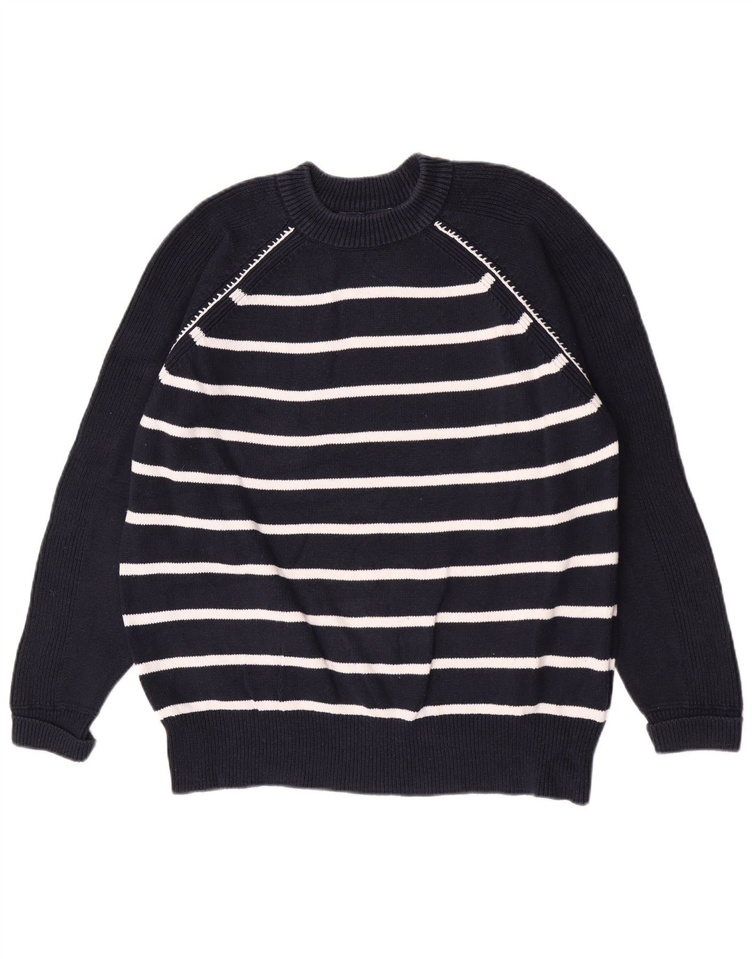 Marks & Spencer Herren-Pullover mit Rundhalsausschnitt, mittleres Marineblau gestreift