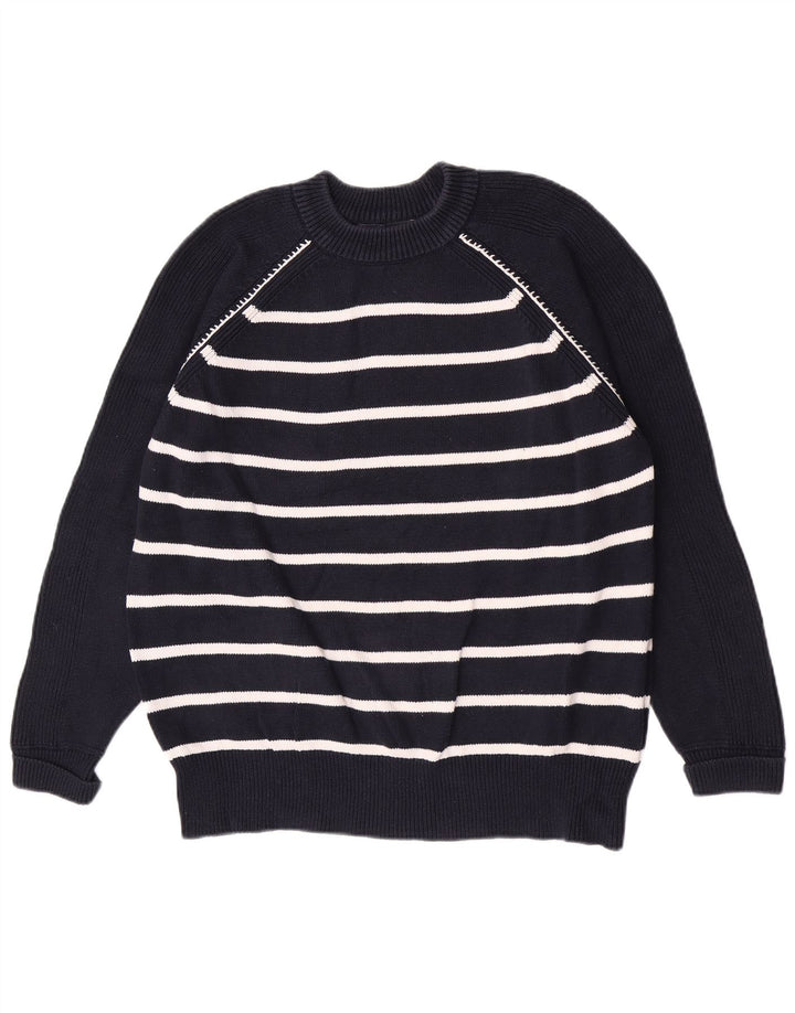 Marks & Spencer Herren-Pullover mit Rundhalsausschnitt, mittleres Marineblau gestreift