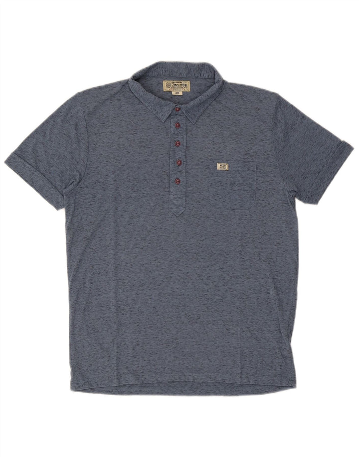 Marlboro Classics Herren-Poloshirt, großes, blau meliertes Polyester