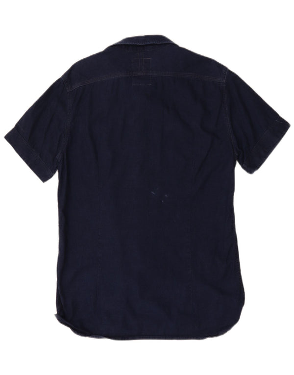 G-Star Herren Kurzarm-Jeanshemd, groß, marineblau, Baumwolle