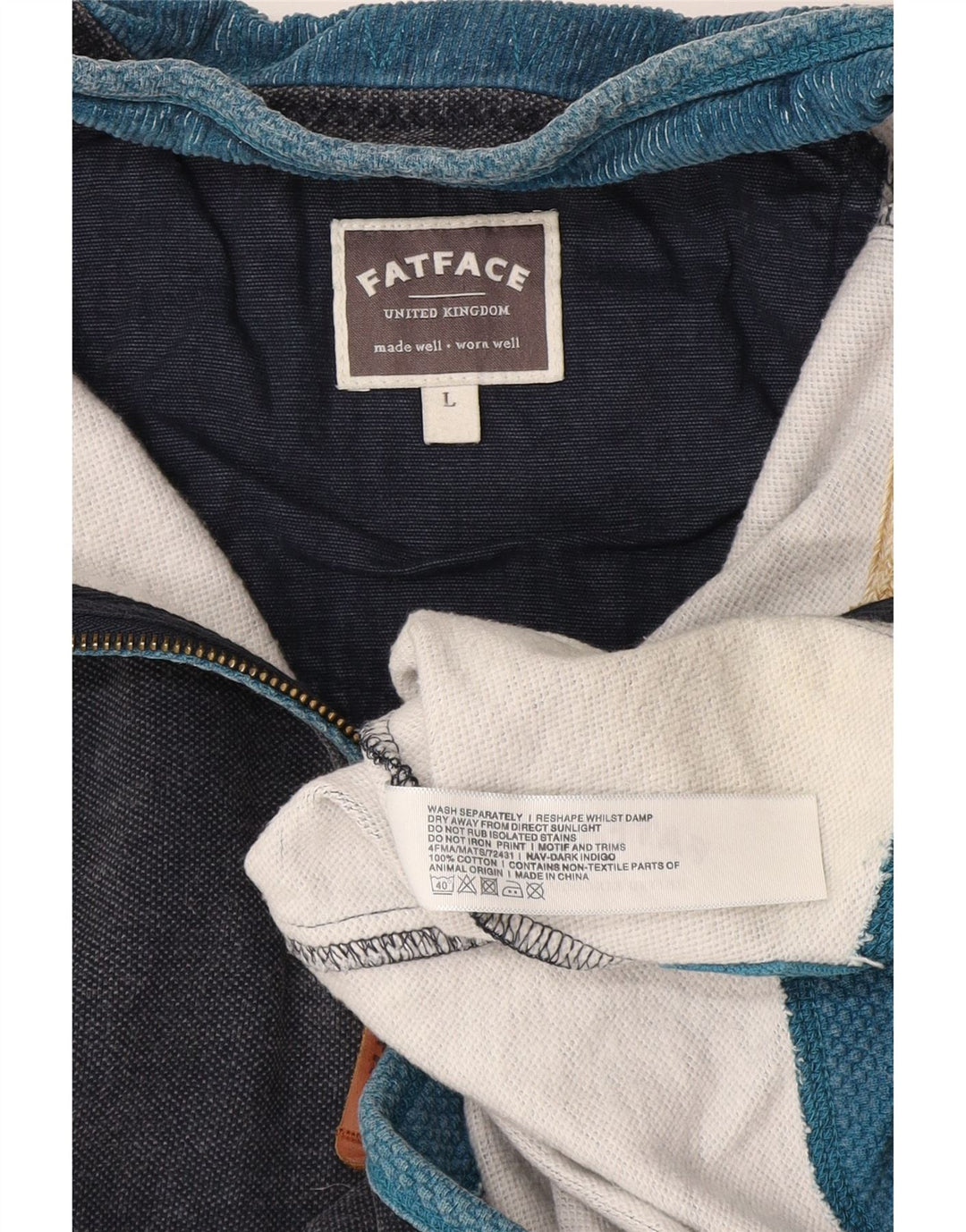 Fat Face Herren-Sweatshirt mit Reißverschluss am Hals, groß, marineblau, Baumwolle