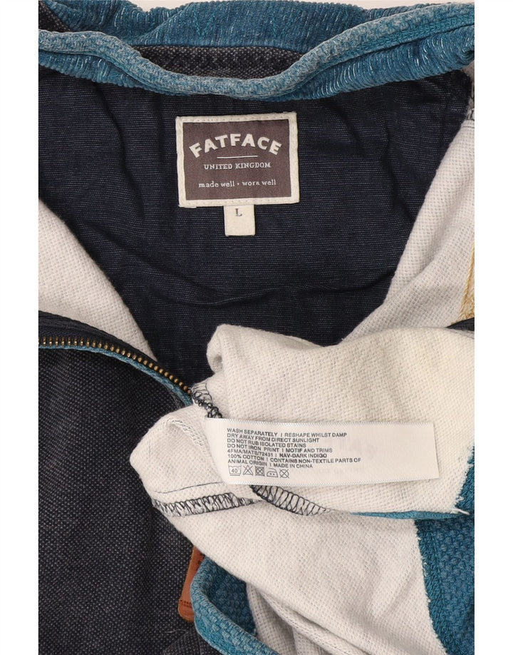 Fat Face Herren-Sweatshirt mit Reißverschluss am Hals, groß, marineblau, Baumwolle