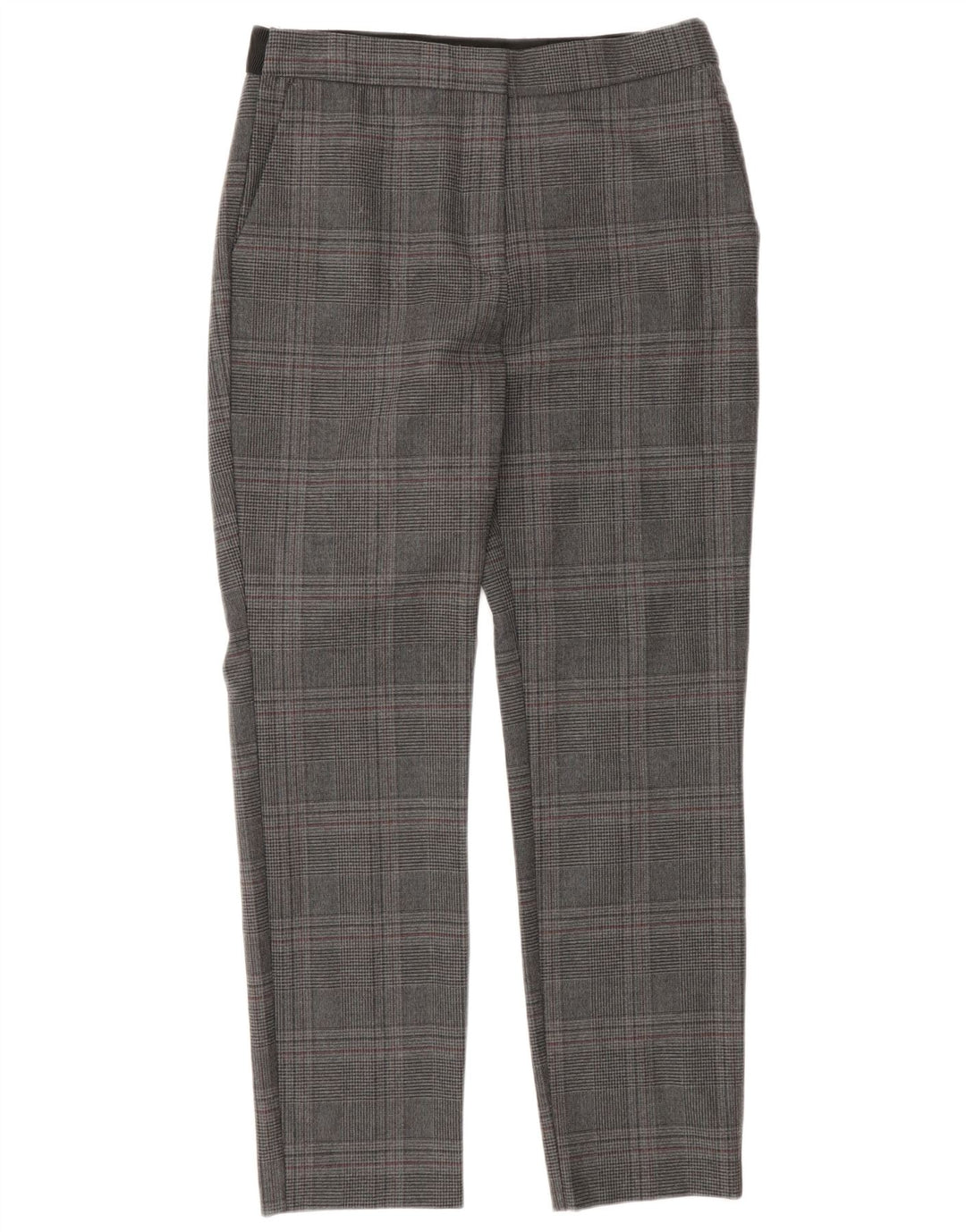 Zara Slim Fit Chino-Hose für Damen, mittelgroß, W28, L27, grauer Hahnentrittmuster