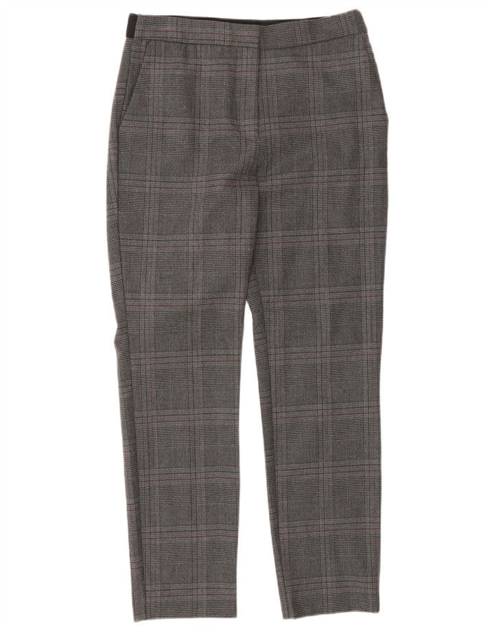 Zara Slim Fit Chino-Hose für Damen, mittelgroß, W28, L27, grauer Hahnentrittmuster