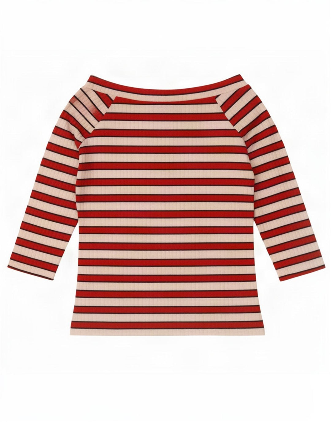 Schulterfreies Top für Damen von Marks & Spencer, 3/4-Ärmel, UK-Größe 12, mittelrot gestreift