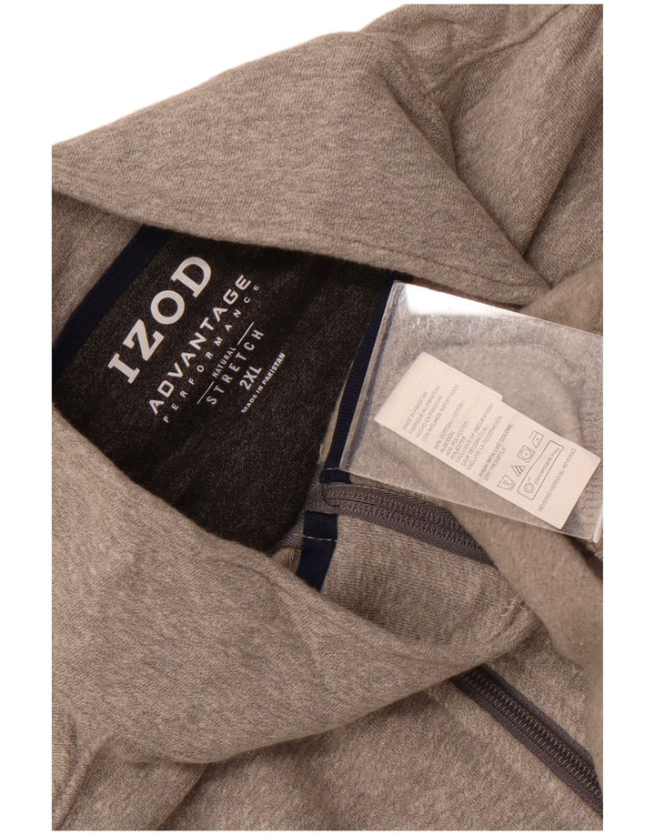 IZOD Herren-Sweatshirt mit Reißverschluss am Hals, 2XL, graue Baumwolle