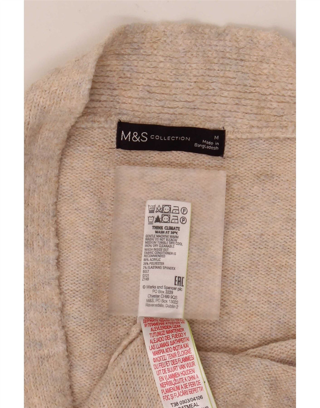 Marks & Spencer Damen Longline-Cardigan-Pullover UK 14 Mittelbeige