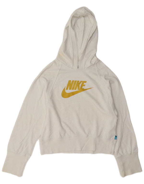 Nike Womens Crop Graphic Hoodie Pullover US 12/14 Große weiße Baumwolle