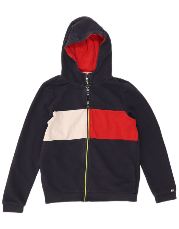 TOMMY HILFIGER Jungen-Kapuzenpullover mit Reißverschluss, 11–12 Jahre, Marineblau, Farbblock
