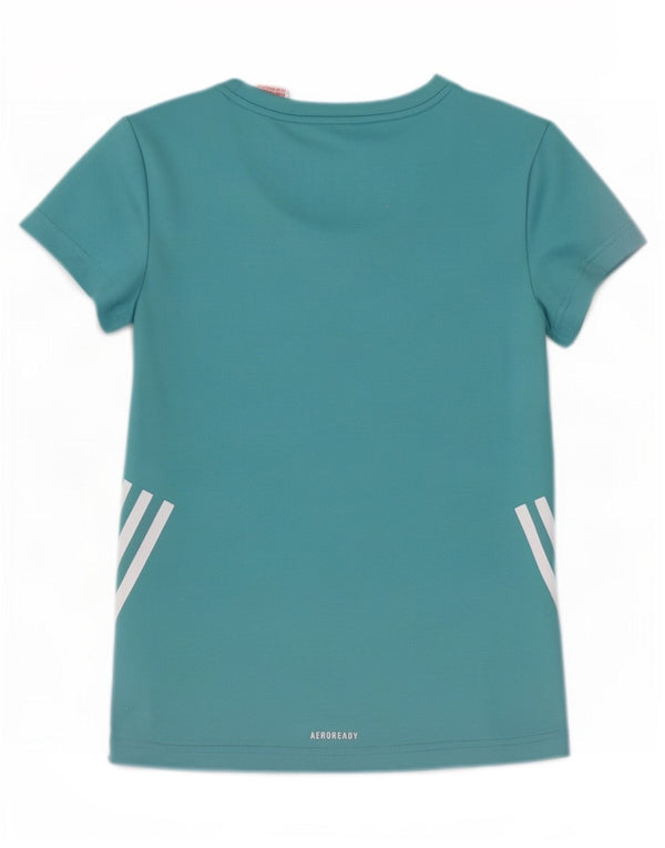 Adidas Girls Aeroready T-Shirt Top 11-12 Years Turquoise Polyester