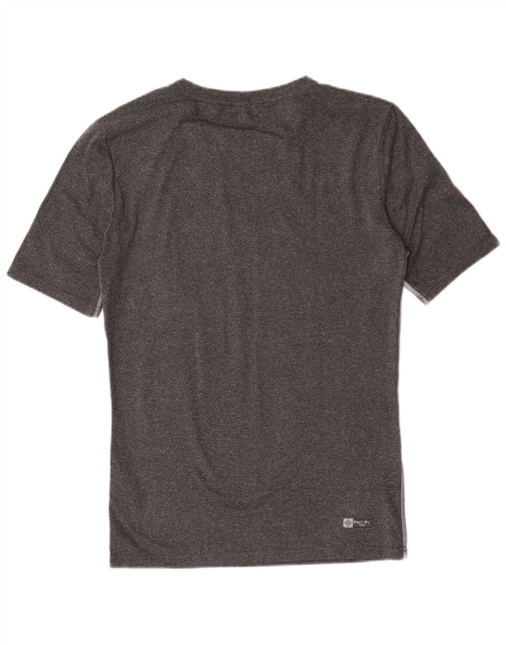 Superdry Damen Grafik-T-Shirt-Oberteil UK 14 Large Grau geflecktes Polyester