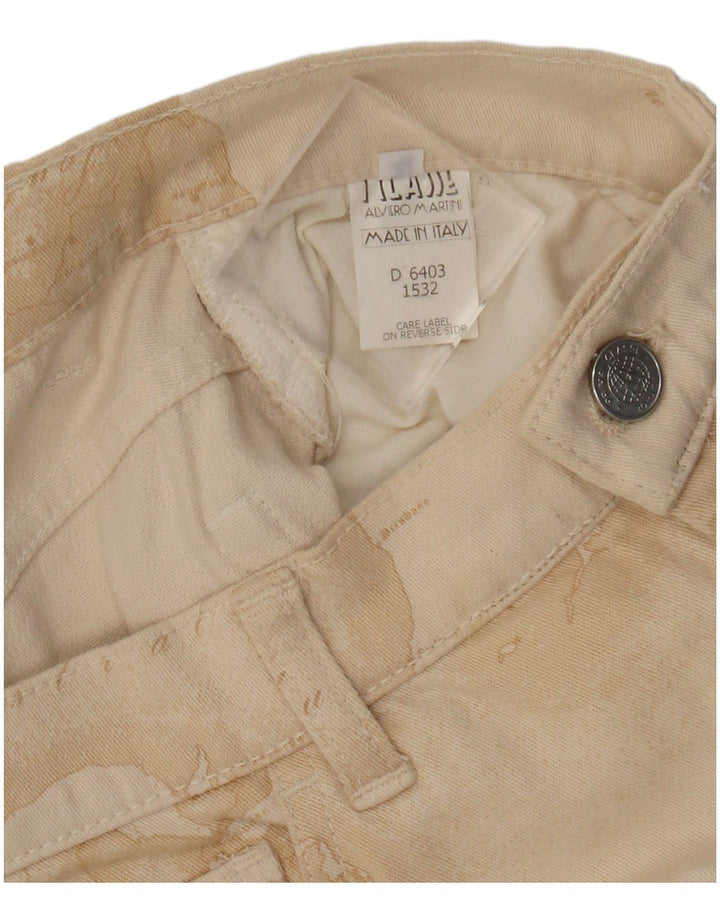 ALVIERO MARTINI Damen-Freizeithose mit abstraktem Muster, W28, L30, Beige