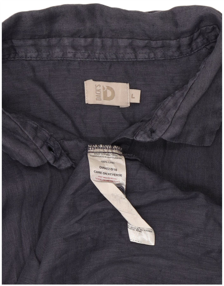 Dack's Damenhemd UK 16 Large Marineblaues Leinen