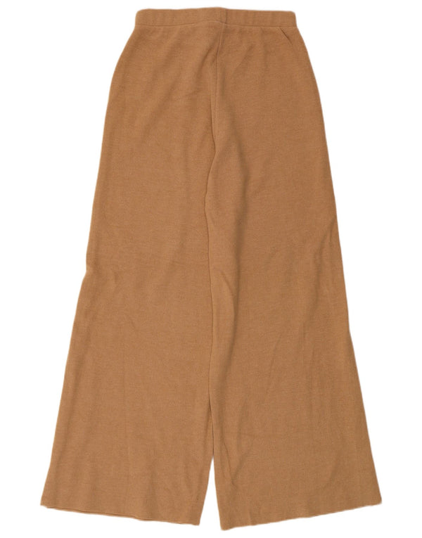 Zara Damen Strick-Trainingshose mit weitem Bein, UK 12, mittelbeige Baumwolle