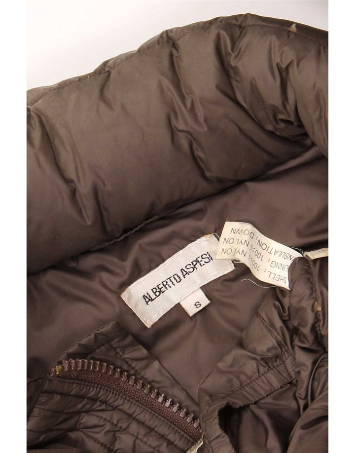 Alberto Aspesi gepolsterte Herrenjacke mit Kapuze, UK 36, kleines braunes Nylon