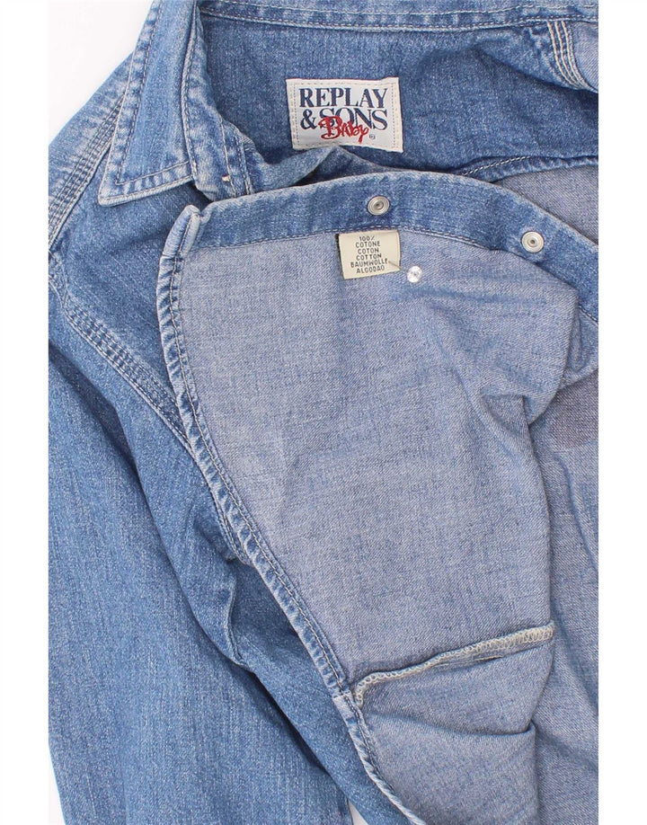 Replay Jungen-Jeanshemd mit Grafik, 6–7 Jahre, blaue Baumwolle