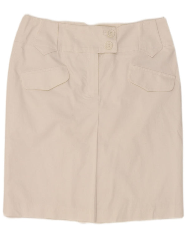 Gerader Rock für Damen von Marks & Spencer UK 12 Medium W30 Weiße Baumwolle