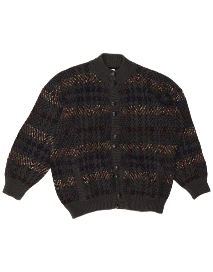 Vintage Herren Cardigan Pullover XL Grau Hahnentritt