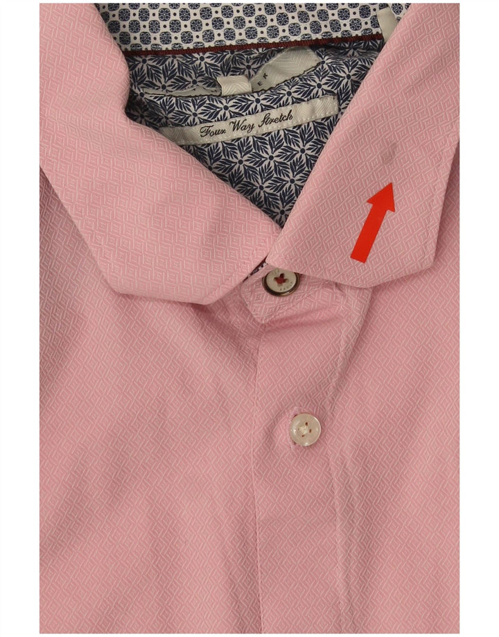 Ted Baker Herrenhemd, Größe 16 1/2, groß, rosa, geometrische Baumwolle