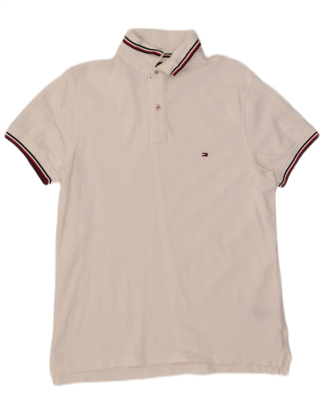 Tommy Hilfiger Herren-Poloshirt mit schmaler Passform, mittelweiße Baumwolle
