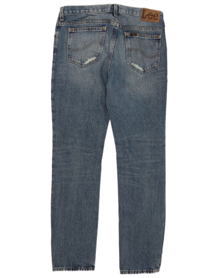 LEE Herren Rider Distressed Slim Jeans W33 L32 Blaue Baumwolle