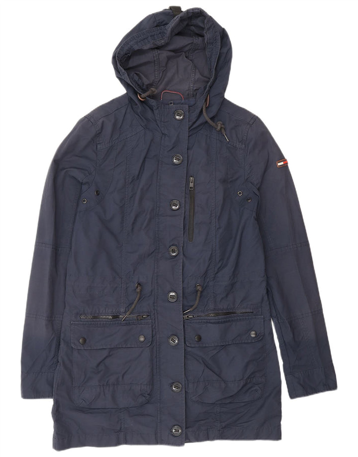 TOMMY HILFIGER Damen Übergroße Kapuzenparkajacke UK 10 Small Marineblau