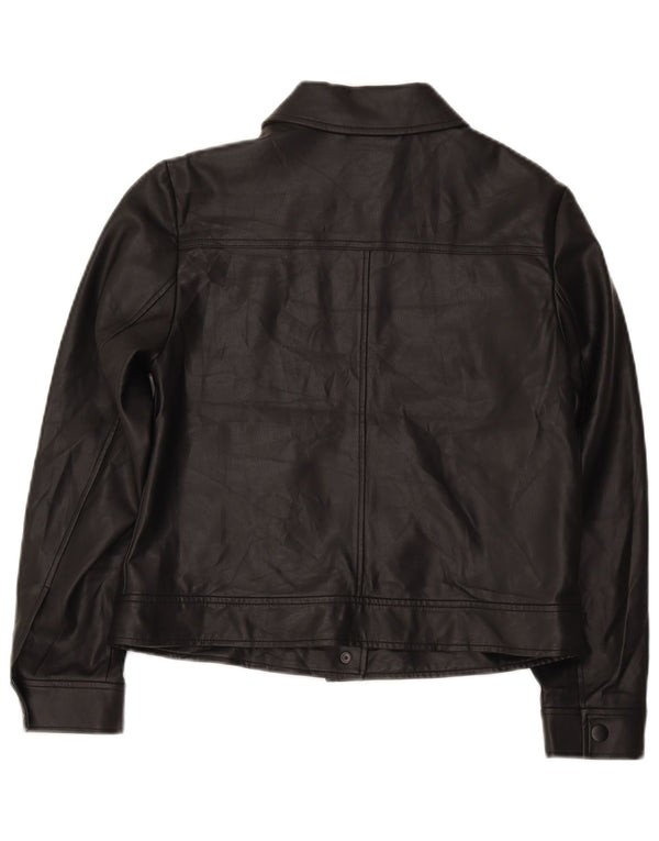 Marks & Spencer Damen-Bomberjacke aus Kunstleder, Gr. 12, mittelschwarz