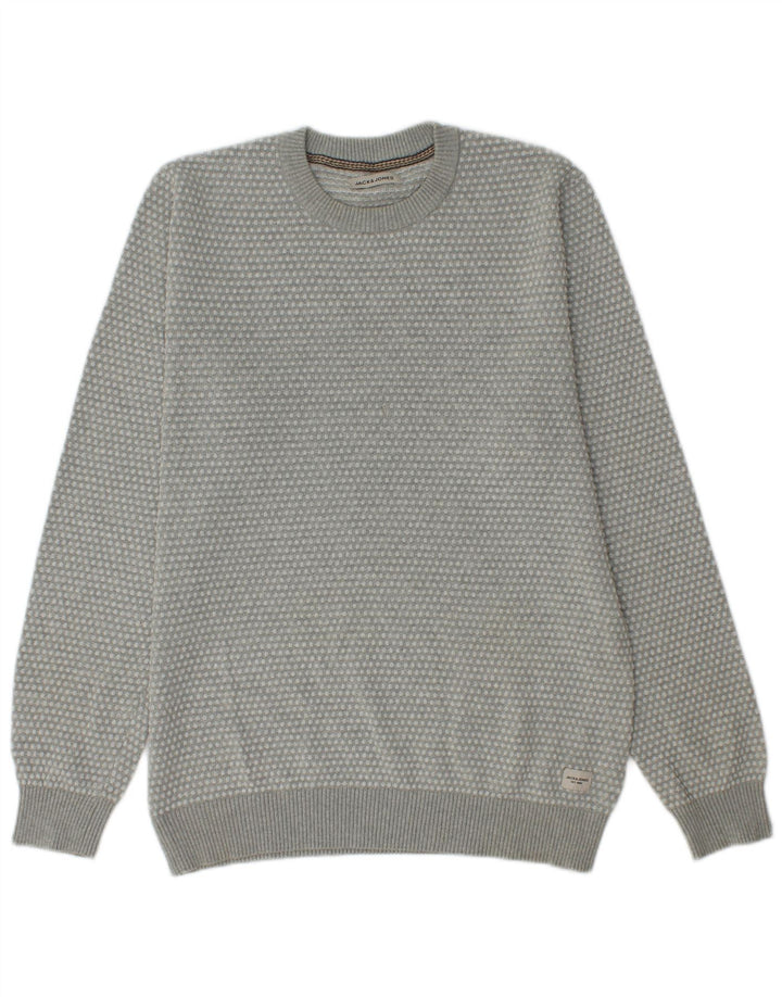 Jack & Jones Herren-Pullover mit Rundhalsausschnitt, Mittelgrau gepunktet
