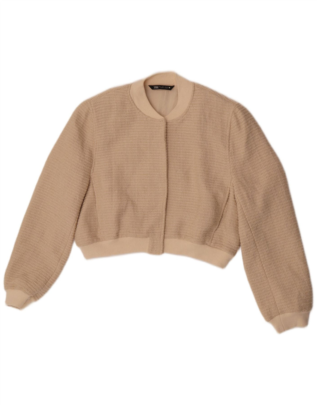 Zara Damen Bomberjacke UK 16 Large Beige Baumwolle