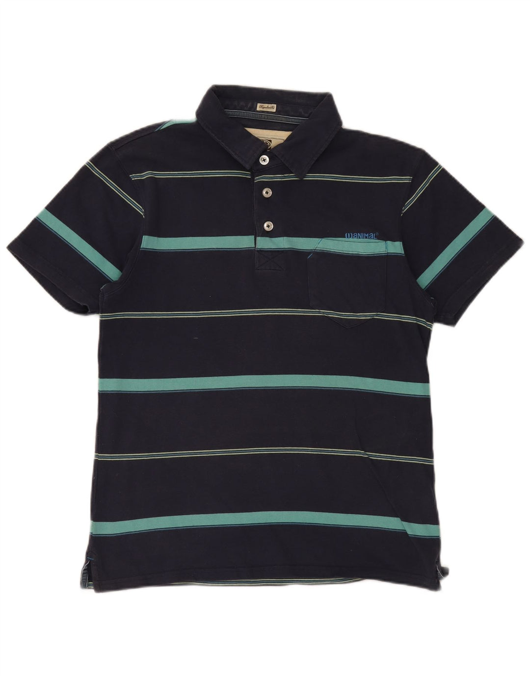 Animal Herren-Poloshirt in normaler Passform, klein, marineblau, gestreift, aus Baumwolle