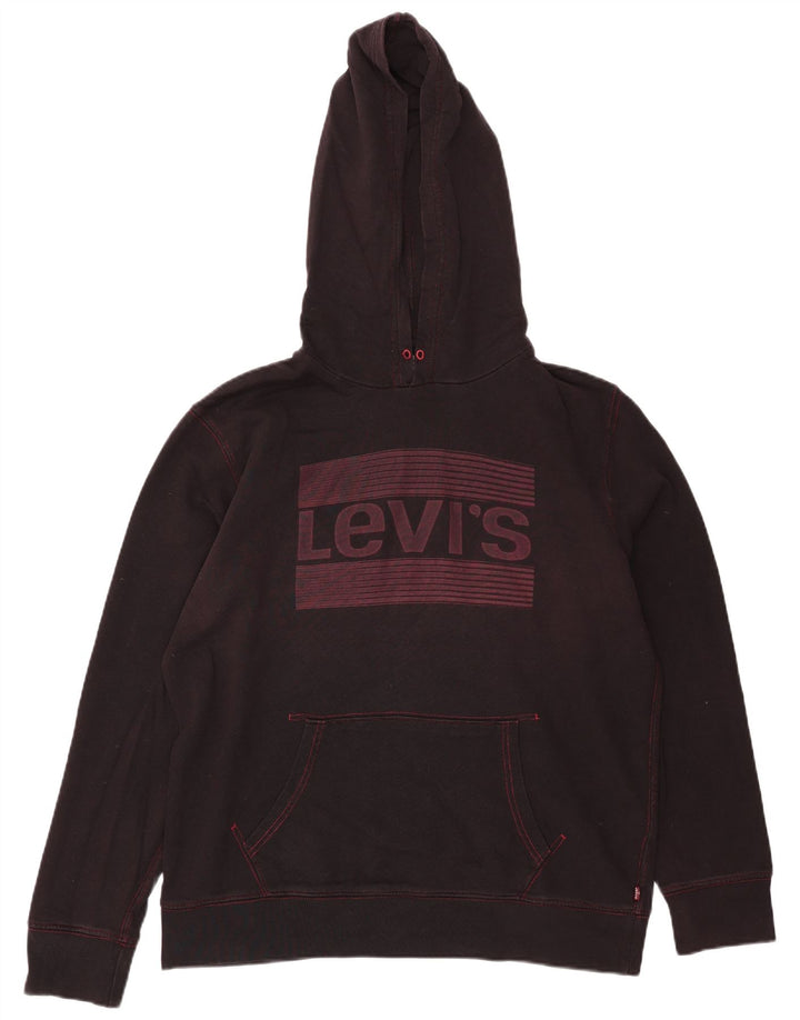 Levi's Herren-Pullover mit grafischem Kapuzenpullover, groß, aus schwarzer Baumwolle