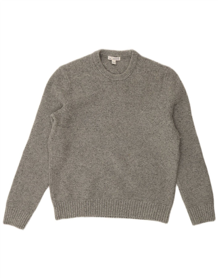 Gap Damen-Pullover mit Rundhalsausschnitt, Gr. 40, Größe L, grau gefleckte Lammwolle