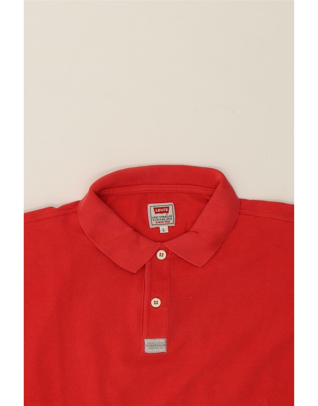 LEVI'S Mens Polo Shirt Large Red Cotton Vintage Levi's and Second-Hand Levi's from Messina Hembry 