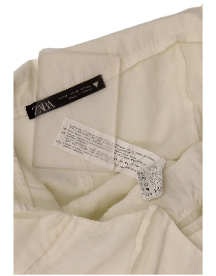 Zara Damen-Tunika-Top mit Bindeband vorne, UK 12, Mittelweiß, Lyocell