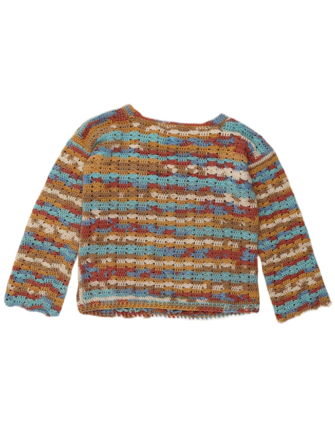 Vintage Damen Pullover mit U-Boot-Ausschnitt, UK 14, mittelmehrfarbig gestreift