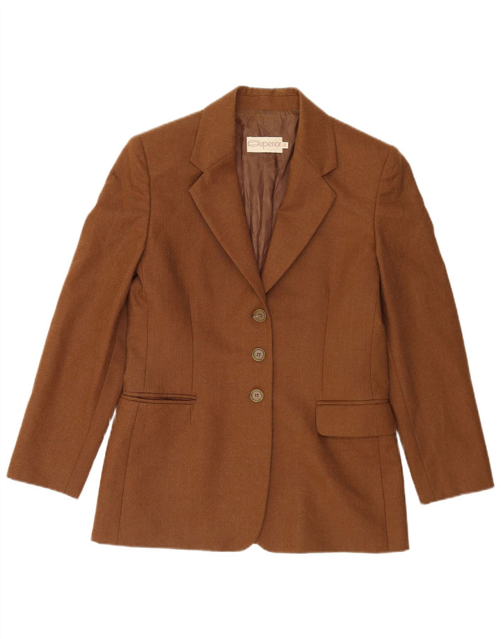 Superior Damen-Blazer mit 3 Knöpfen, IT 42, mittelbraune Viskose