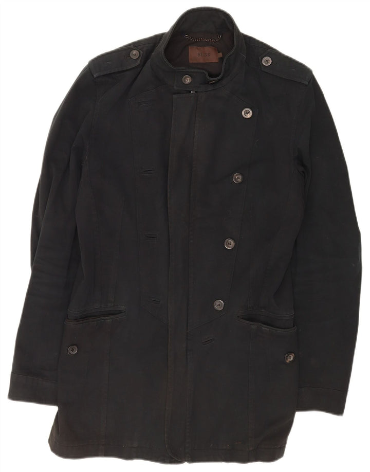 Reiss Herren Militärjacke UK 36 Small Schwarz Baumwolle