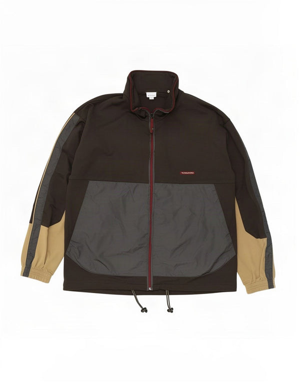 Diadora Herren-Trainingsanzug-Top-Jacke, UK 42, groß, braunes Farbblock-Polyester