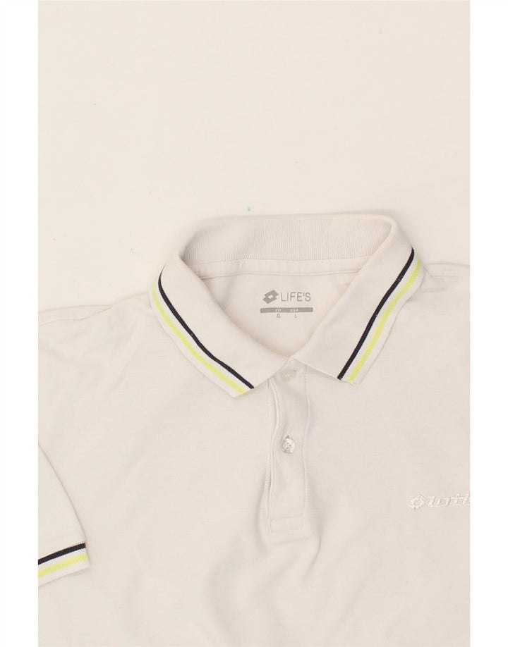 LOTTO Mens Polo Shirt Large White Cotton Vintage Lotto and Second-Hand Lotto from Messina Hembry 