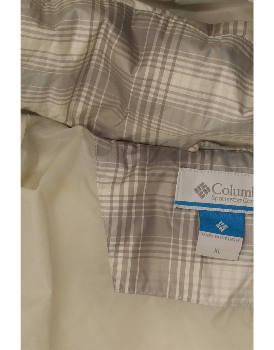 Columbia Wattierte Damenjacke mit Kapuze, UK 18, XL, grau kariertes Polyester