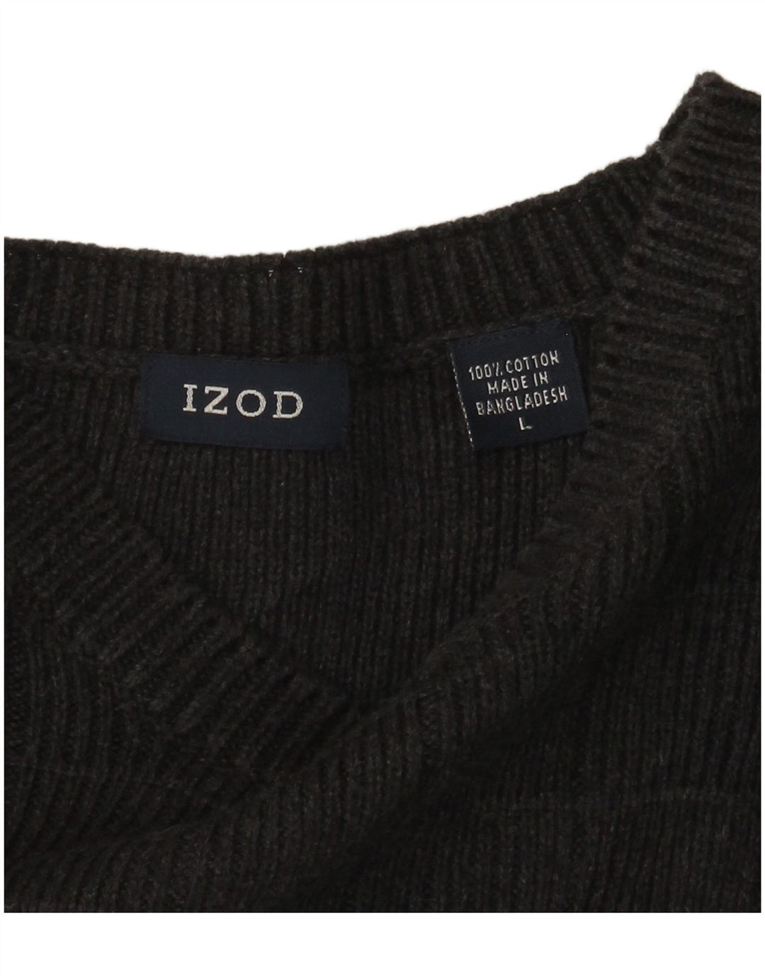 IZOD Herren-Pullover mit U-Boot-Ausschnitt, groß, grau kariert, Baumwolle