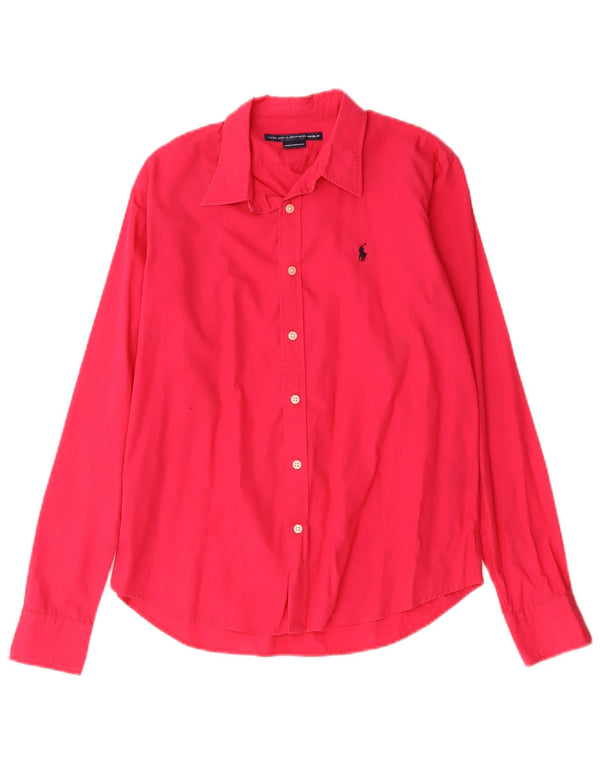 Ralph Lauren Damenhemd UK 14 Mittelrote Baumwolle