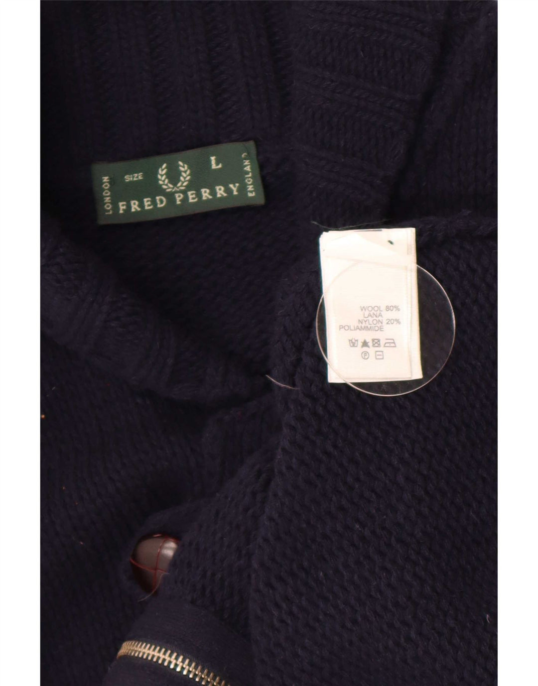 Fred Perry Herren-Strickjacke, große marineblaue Wolle