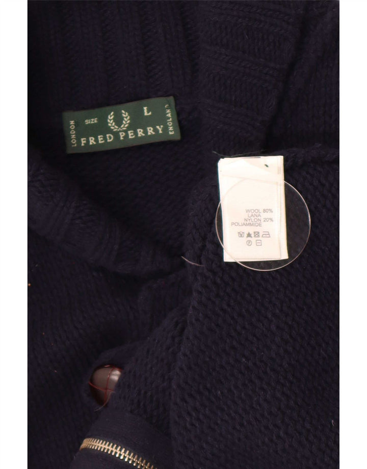Fred Perry Herren-Strickjacke, große marineblaue Wolle