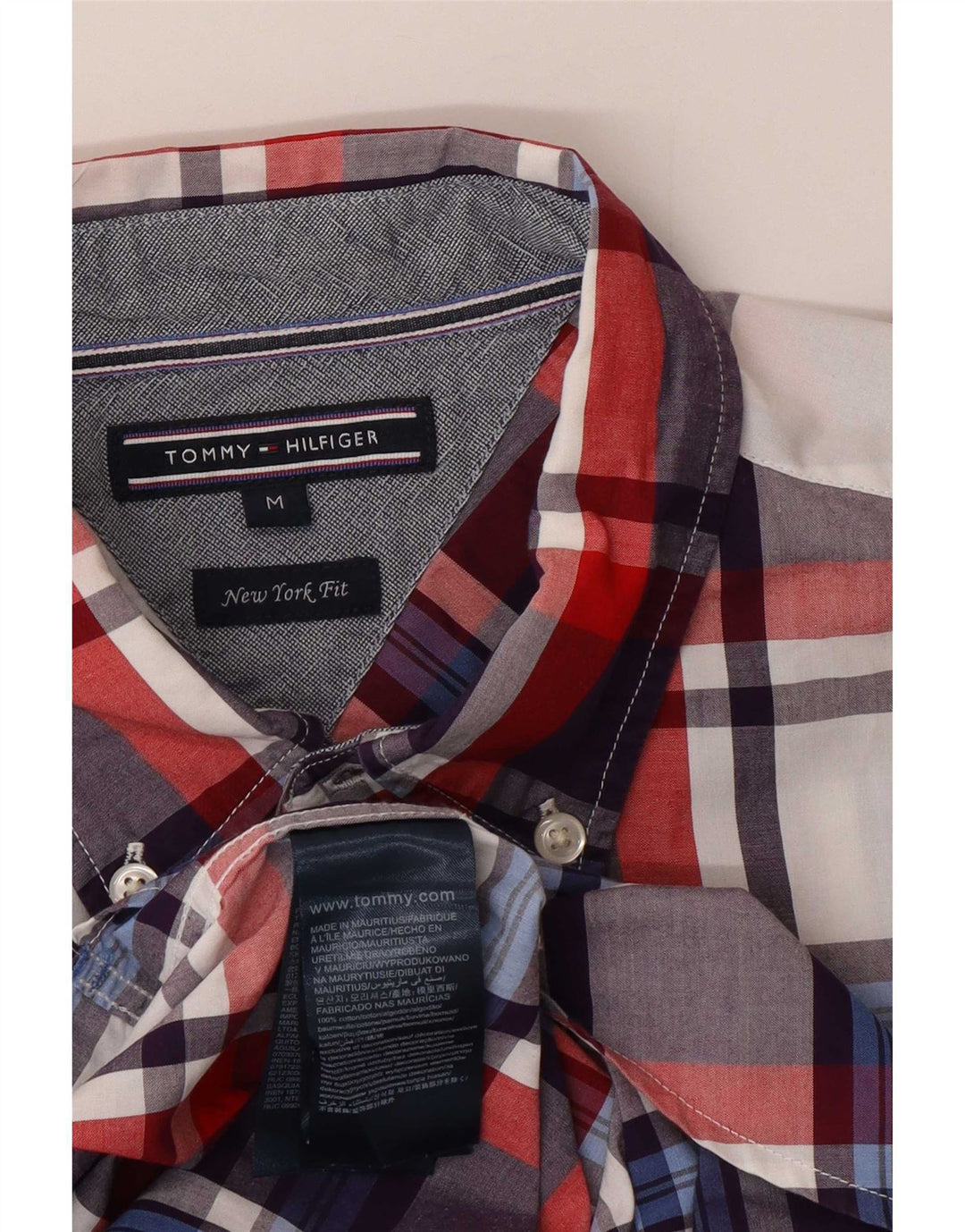 Tommy Hilfiger Herren-Hemd „New York Fit“, mittelmehrfarbig, kariert, Baumwolle