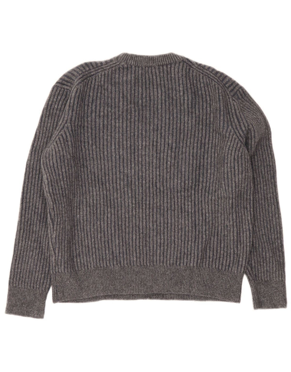 Massimo Dutti Damen-Pullover mit Rundhalsausschnitt, UK 16, große graue Wolle