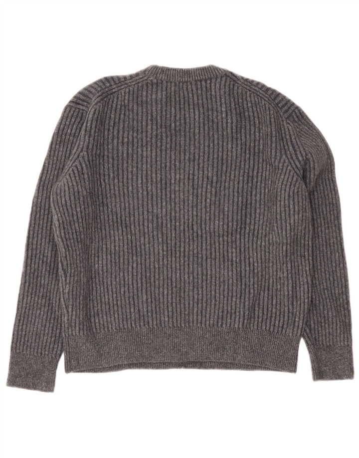 Massimo Dutti Damen-Pullover mit Rundhalsausschnitt, UK 16, große graue Wolle