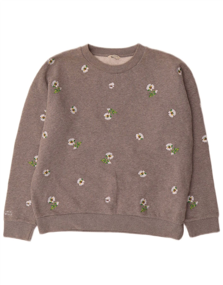 JACK WILLS Damen-Sweatshirt in Übergröße, Gr. 8, klein, grau geblümt
