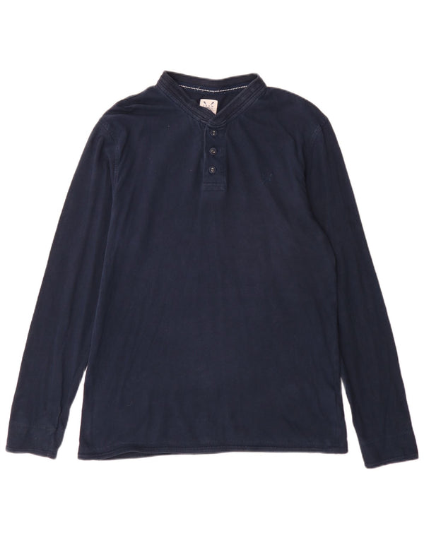 Crew Clothing Herren-Oberteil aus Baumwolle, langärmelig, mittelgroß, Marineblau